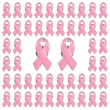 WANDIC 50 broches de concienciación sobre el cáncer de mama, 0.7 x 1.15 pulgadas, pequeño pin de cinta rosa, sin cáncer, insignias de esperanza para mujer, salud, evento de caridad
