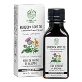 Aceite de bardana verde siberiano con extracto de caléndula – 100 ml de aceite de raíz de bardana natural para el cuidado del cabello, pérdida de cabello y pérdida de cabello