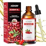 AESHORY Aceite de Rosa Mosqueta Puro 100ml con Ácidos Grasos Insaturados, Prensado en Frío Hidratante para Anti-envejecimiento, Desvanece la Cicatriz, Revitaliza la Piel y Cabello