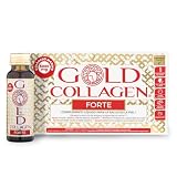 GOLD COLLAGEN Forte - 5.000mg Colágeno Marino Líquido, 10 Botellas | 20 Ingredientes Activos con Ácido Hialurónico, Vitamina C y Biotina, Para Piel, Cabello y Uñas, Sabor Melocotón y Lichi