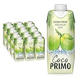 Coco Primo Agua de coco, pura, bebida refrescante para deportistas, un excelente deshidratante, pequeña y práctica, baja en calorías, vegana, 12 x 330 ml