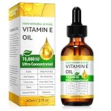 Aceite de Vitamina E 75000 UI - Puro y Natural para Piel, Cabello, Cicatrices y Cuero Cabelludo | Hidratante Facial y Corporal (1 Pack 1 x 60 ML)
