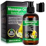 Aceite de Masaje, 250ml Massage Oil para Calmar, Calentar y Relajar, para Masajes en Musculos, Espalda, Hombro, Pies, Rodilla, Contracturas