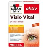 Doppelherz aktiv Visio Vital - Complemento Alimenticio para la Visión con Luteína, Zeaxantina, Vitamina A, C, E y Zinc, Sin Gluten ni Lactosa, 90 Cápsulas