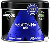 500 Comprimidos Melatonina Pura 1mg - Pastillas para Dormir Bien 500 noches | Comprimidos contra el insomnio, cansancio y fatiga - (+16 meses) - Conciliar el sueño - Fabricada en España- Vegano - ALDOUS
