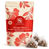 SURIVAE Morning Ritual - Infusión Energizante de Rooibos y Jengibre | Té verde Sencha con canela, naranja y maca, alternativa al café para el desayuno, 25 pirámides, 62,5 g