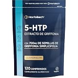 5HTP 700mg - de Extracto 4:1 de Semilla de Griffonia - con Vitamina B5 | Ácido Pantoténico - Alta Potencia - 120 Comprimidos Veganos - Horbaach