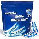 Waterpulse Neti pot Sal Lavado Nasal, 120 Pack de sal para irrigación nasal, Alivio Conductos Nasal,Sinusitis, Rhinitis Alérgic, Limpiador Nasal Niños y Adulto para Enjuague Nasal y Sinusal