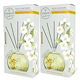 Ambar Botanic Ambientador Mikado Infusión Jazmín Blanco con aceites esenciales y hierbas naturales. 0% Alcohol, El embalaje puede variar, 2x75 ml