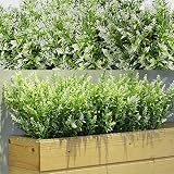 Willbond 12 Manojos de Flores y Arbustos Artificiales, Blanco | Resistentes a los UV, Decoración de Plantas Artificiales, Flores de Plástico Falsas, Para Hogar, Jardín y Macetas Colgantes