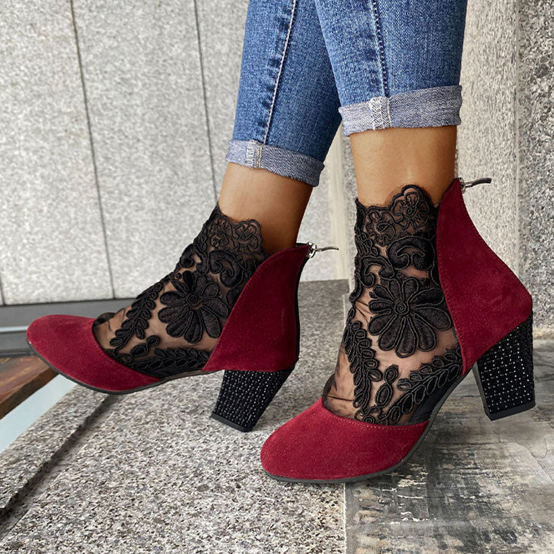 Ula | Botas de Tobillo con Detalle de Encaje