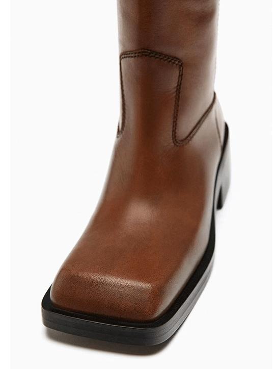 Yvonne | Botas de Cuero con Punta Cuadrada