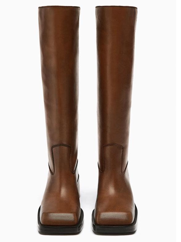 Yvonne | Botas de Cuero con Punta Cuadrada