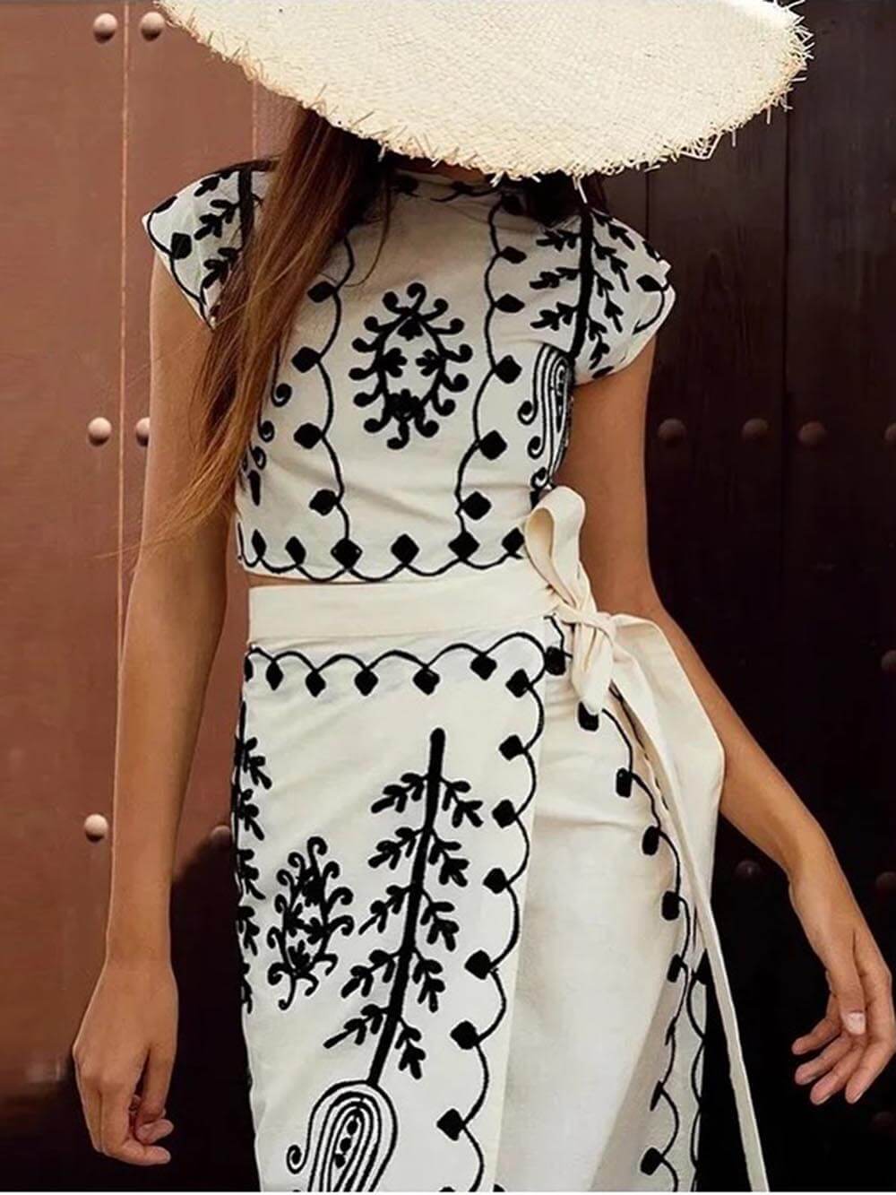 Yuleima | Falda Cruzada con Top a Juego con estampado Étnico