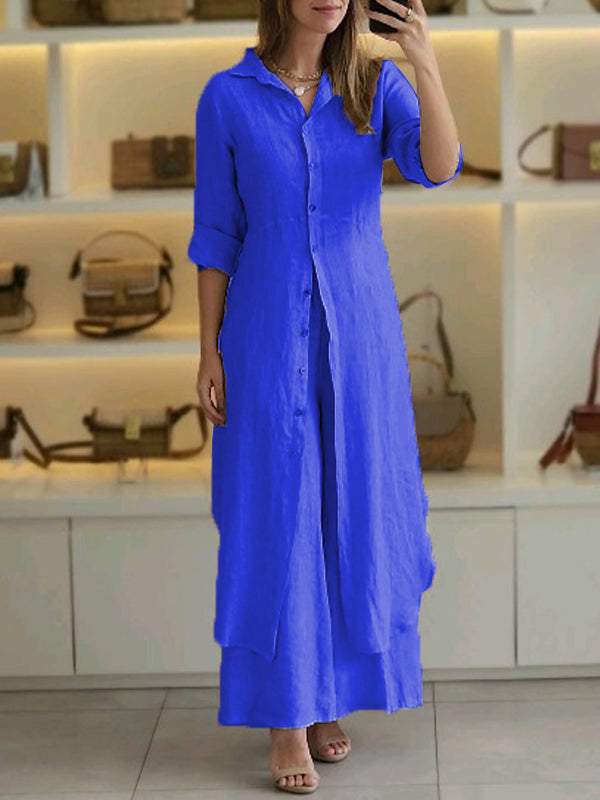 Odett | Conjunto de Lino de Camisa Larga y Pantalón