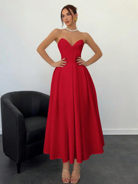 Verena | Vestido Midi Elegante Sin Tirantes