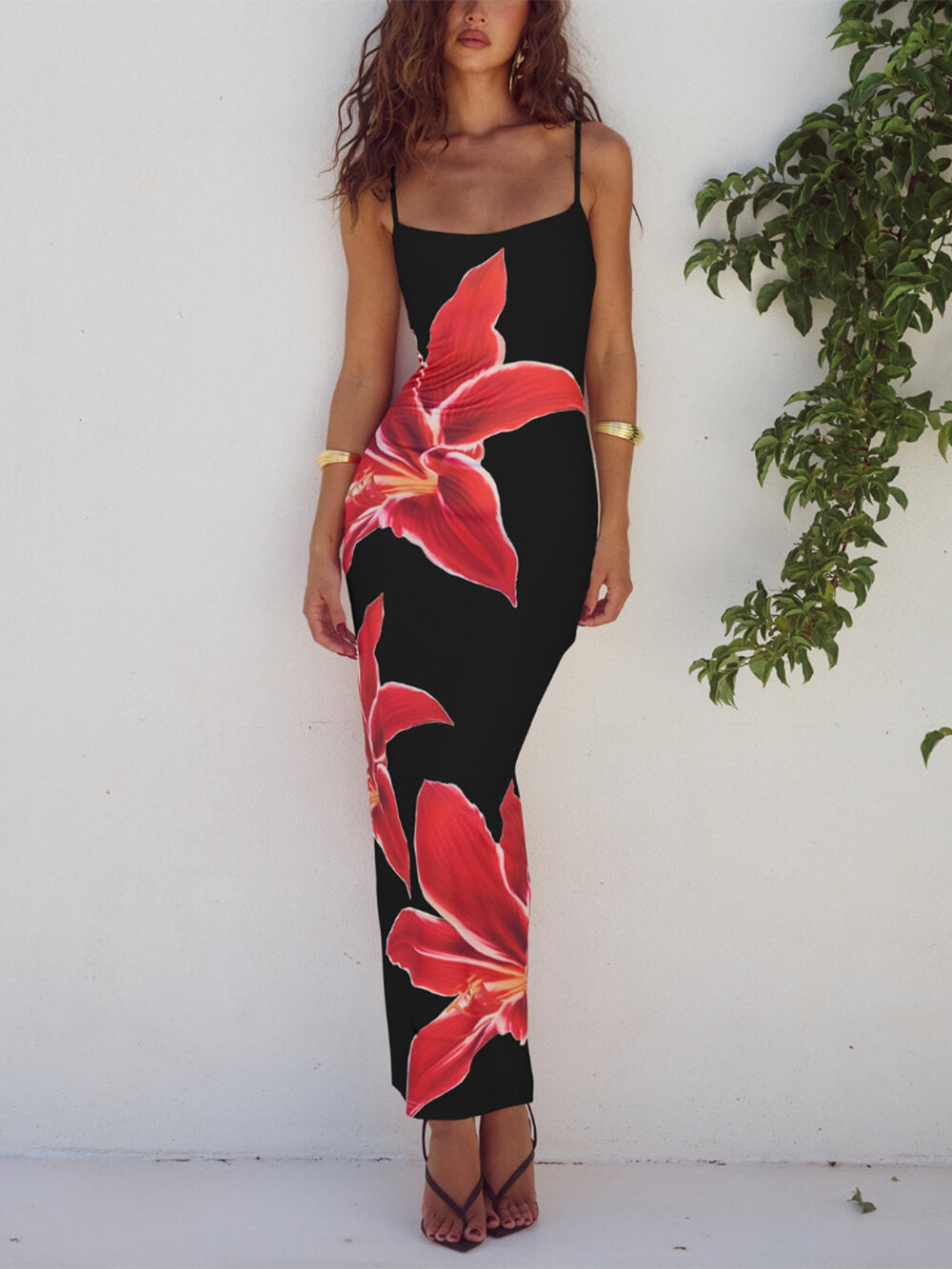 Zeliaine | Vestido Largo con Estampado de Flores Grandes