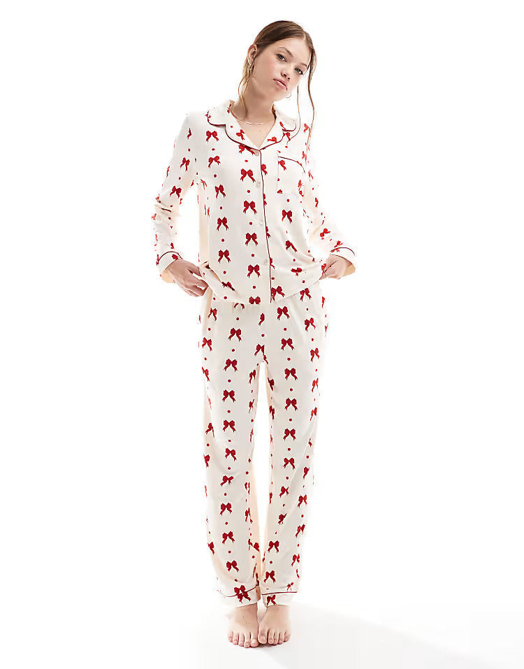 RibbonDreams | Conjunto de Pijama con Lazo Rojo