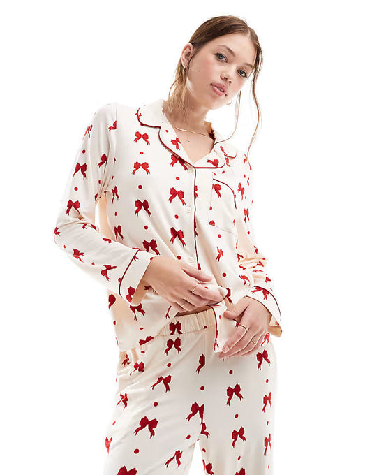 RibbonDreams | Conjunto de Pijama con Lazo Rojo