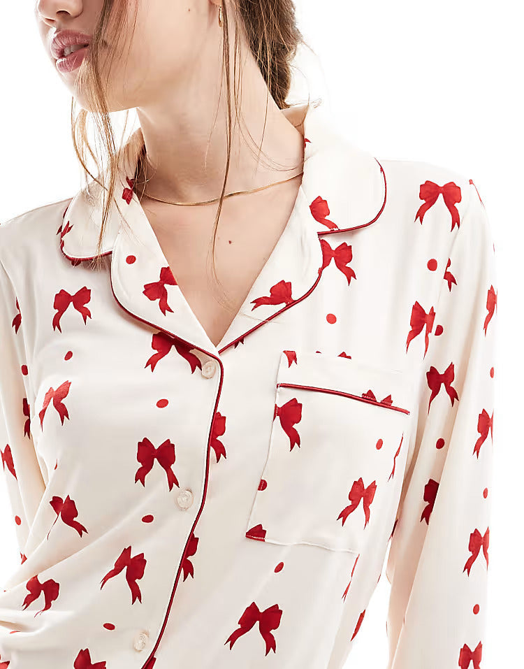 RibbonDreams | Conjunto de Pijama con Lazo Rojo