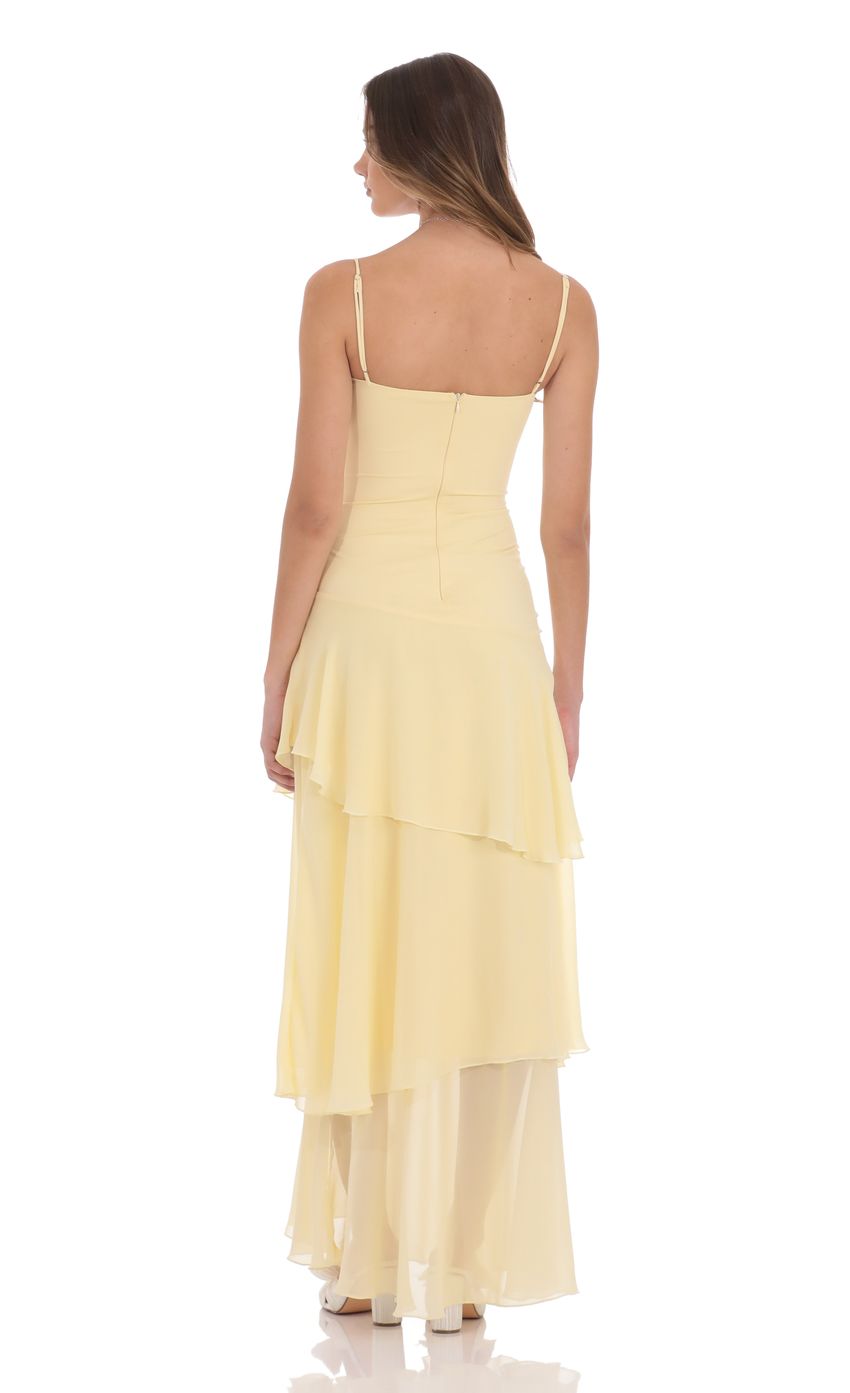 Chanel | Vestido amarillo con volantes transparentes