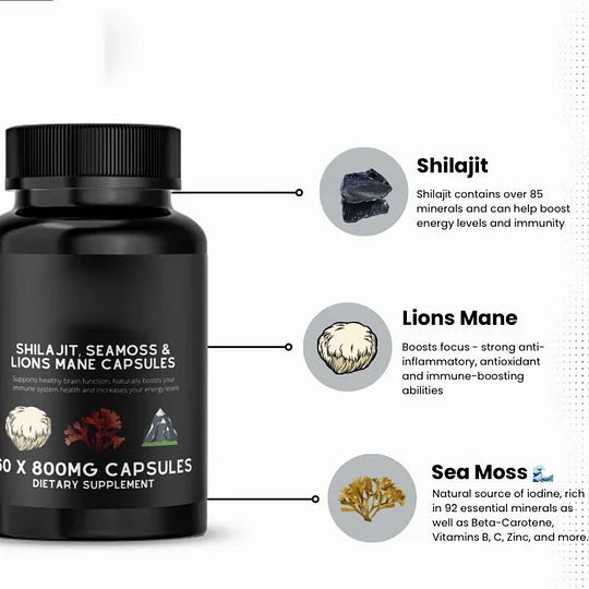 VitalMyst | Mezcla Adaptogénica con Shilajit, Musgo Marino y Hongo Melena de León