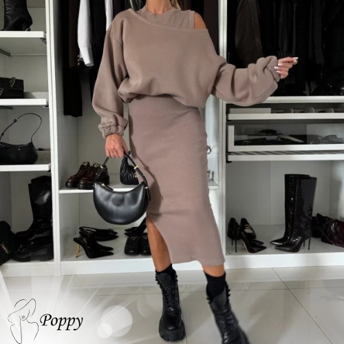 Poppy | Conjunto de dos Piezas de Falda con Jersey