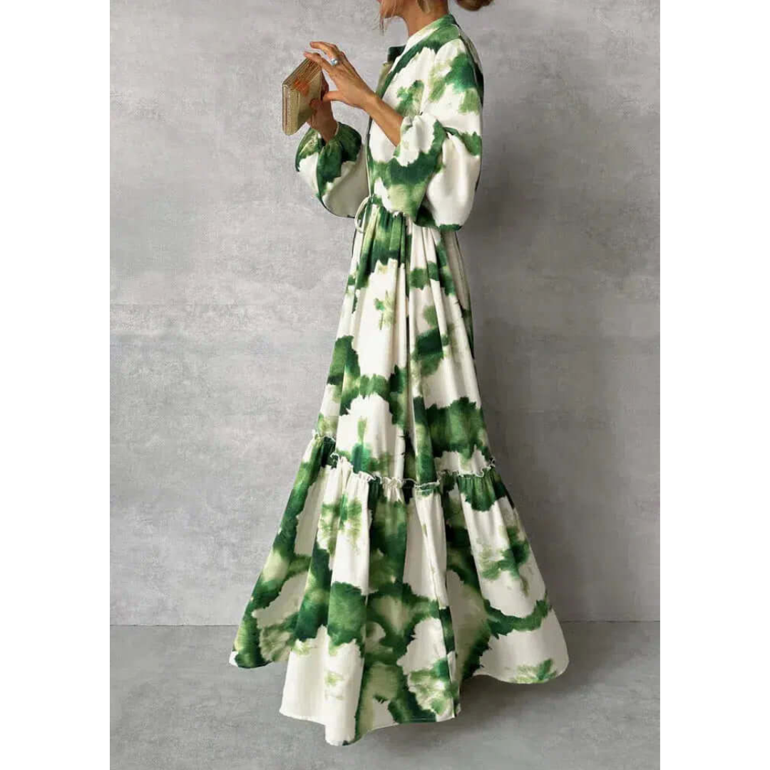 Donga | Vestido largo con escote en v y mangas largas
