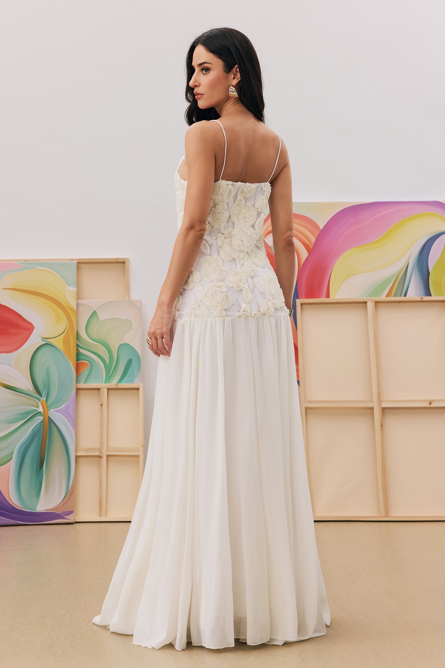 Xeydi | Vestido Largo con Apliques de Flores