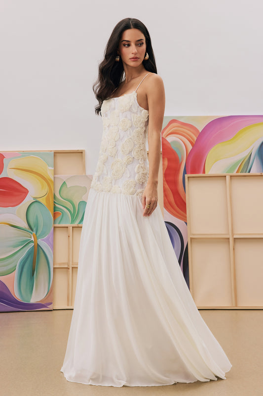 Xeydi | Vestido Largo con Apliques de Flores