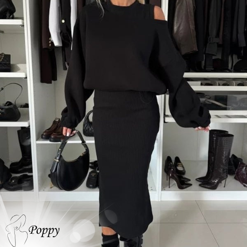 Poppy | Conjunto de dos Piezas de Falda con Jersey