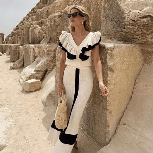 Jayen | Conjunto de Falda Larga y Top con Volantes