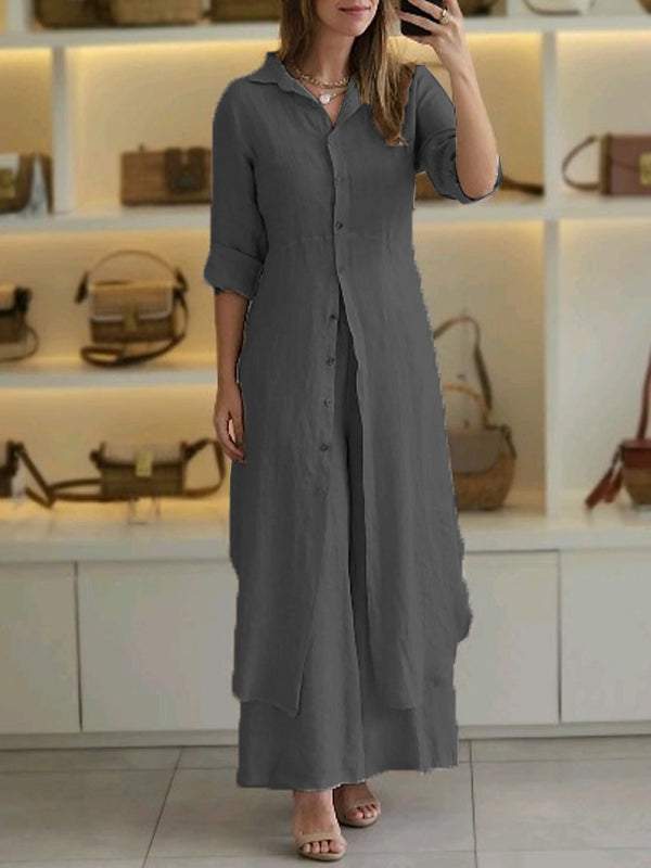 Odett | Conjunto de Lino de Camisa Larga y Pantalón