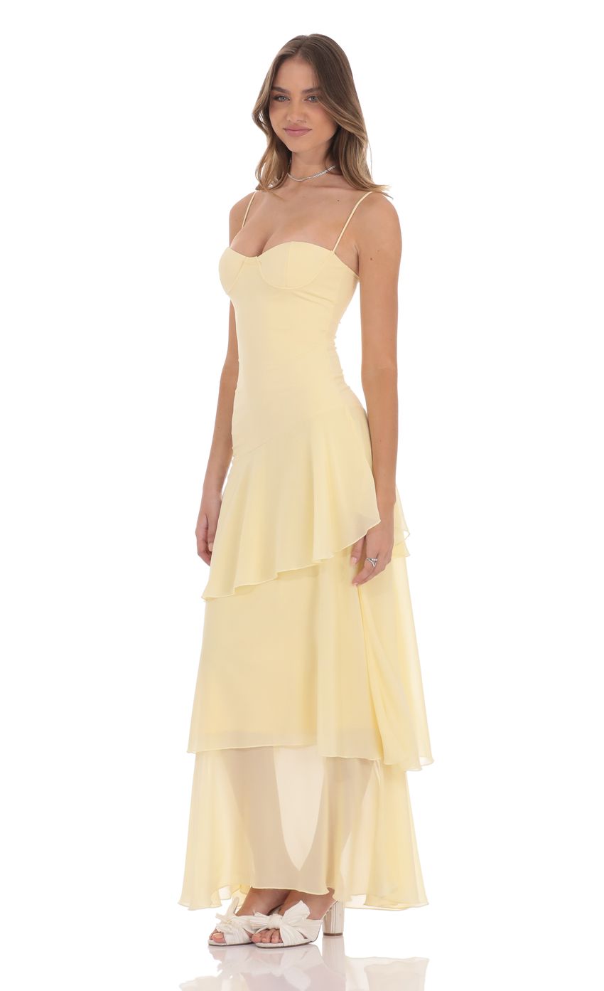 Chanel | Vestido amarillo con volantes transparentes