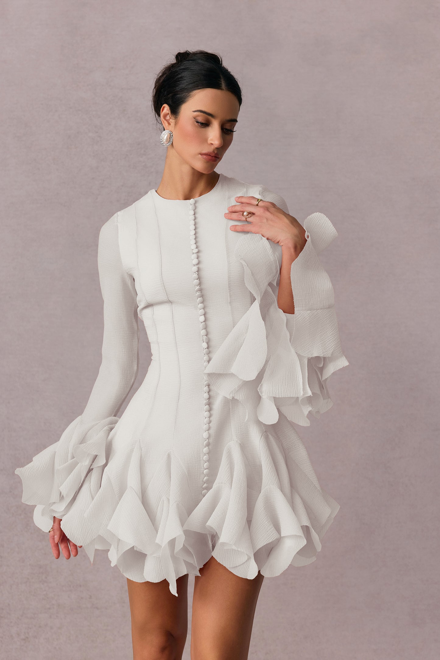 Xaira | Vestido Mini de Mangas Llargas y Volantes
