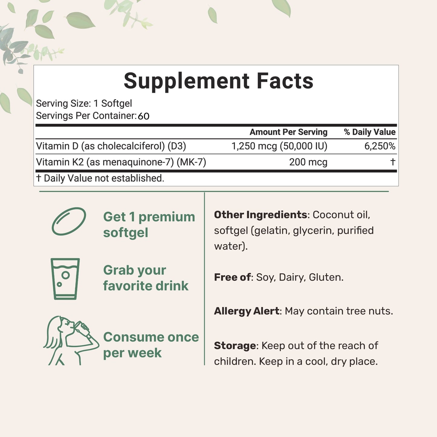 D-K Harmony | Cápsulas blandas de vitamina D3 y K2