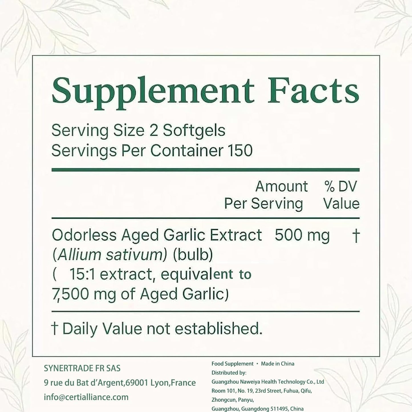 Extracto de Ajo Envejecido | 7500mg Sin Olor