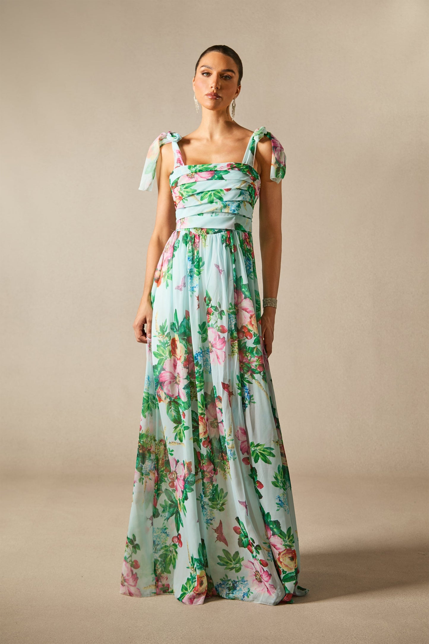 Waleska | Vestido Largo con Tirantes de Lazo