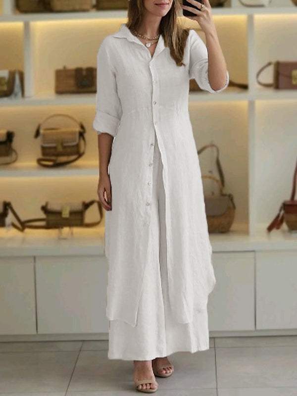 Odett | Conjunto de Lino de Camisa Larga y Pantalón