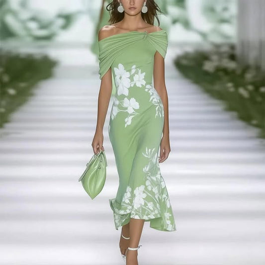 Azane | Vestido Midi con detalles de flores estampadas