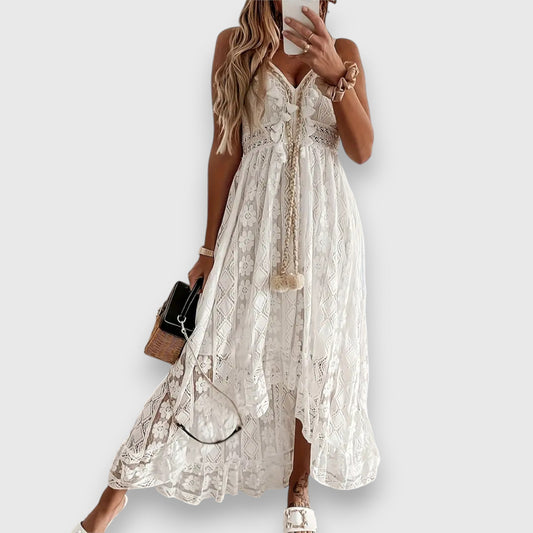 Fleir | Vestido Largo de Encaje Floral