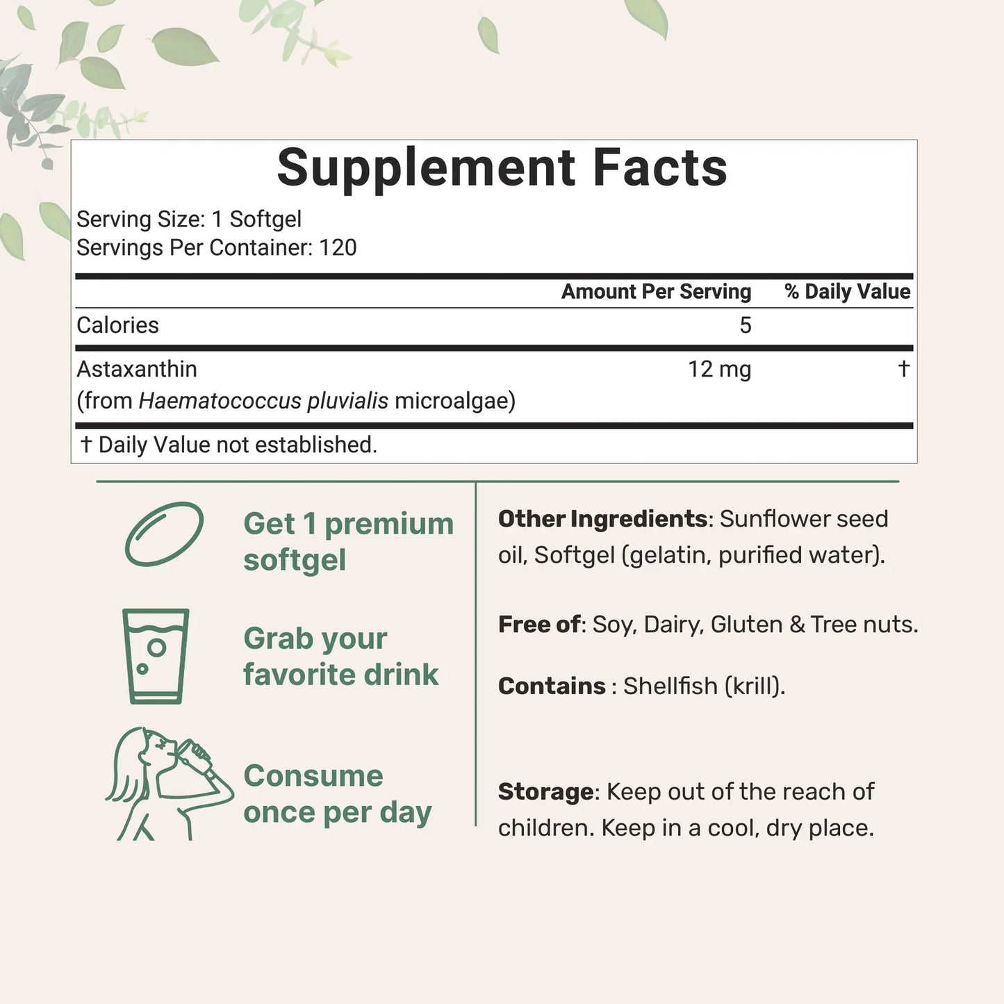 Cápsulas De Astaxantina 12 mg | Apoyo Antioxidante