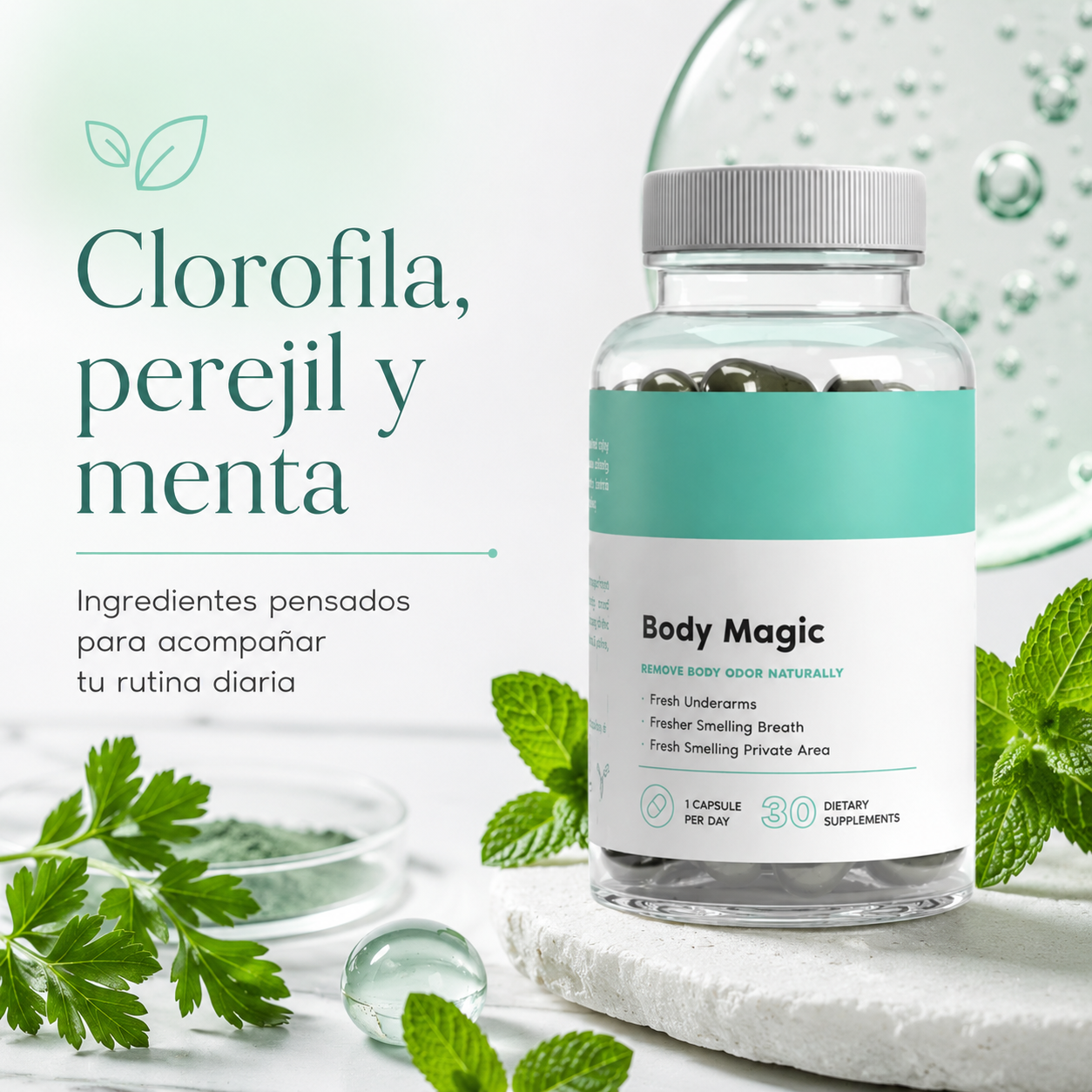 BodyMagic | Cápsulas de Clorofila para el Cuidado Personal de la Mujer