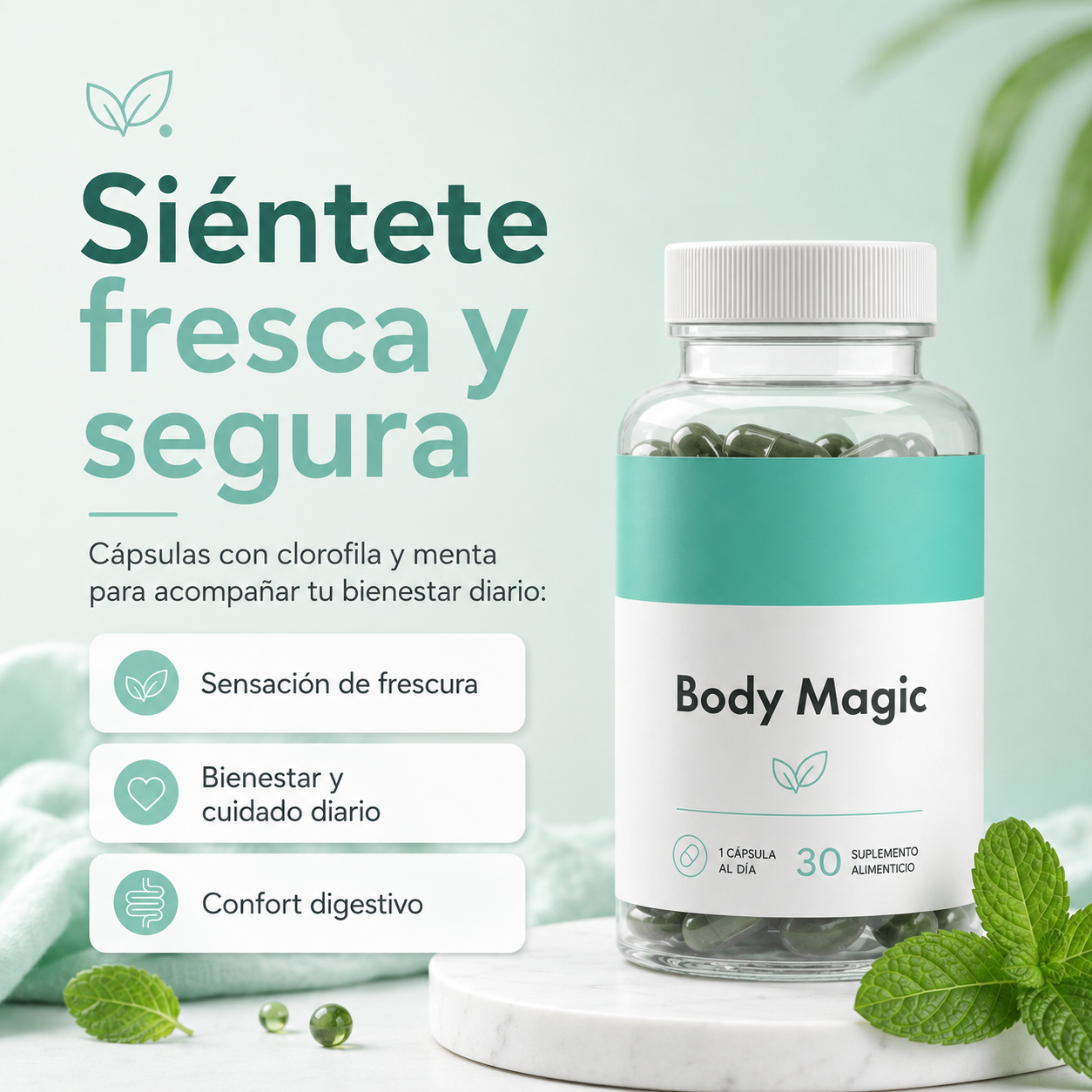 BodyMagic | Cápsulas de Clorofila para el Cuidado Personal de la Mujer