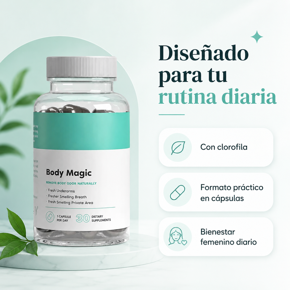 BodyMagic | Cápsulas de Clorofila para el Cuidado Personal de la Mujer