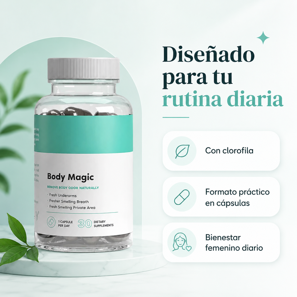 BodyMagic | Cápsulas de Clorofila para el Cuidado Personal de la Mujer