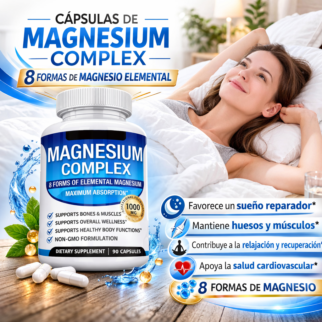 Complejo de Magnesio | 8 Suplementos Esenciales de Magnesio en Cápsulas