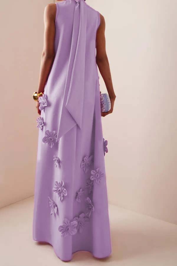Zairaeli | Vestido Largo con Detalles de Flores 3D