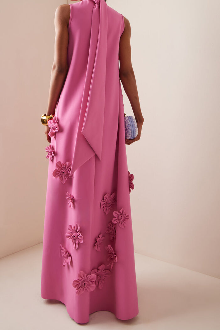Zairaeli | Vestido Largo con Detalles de Flores 3D