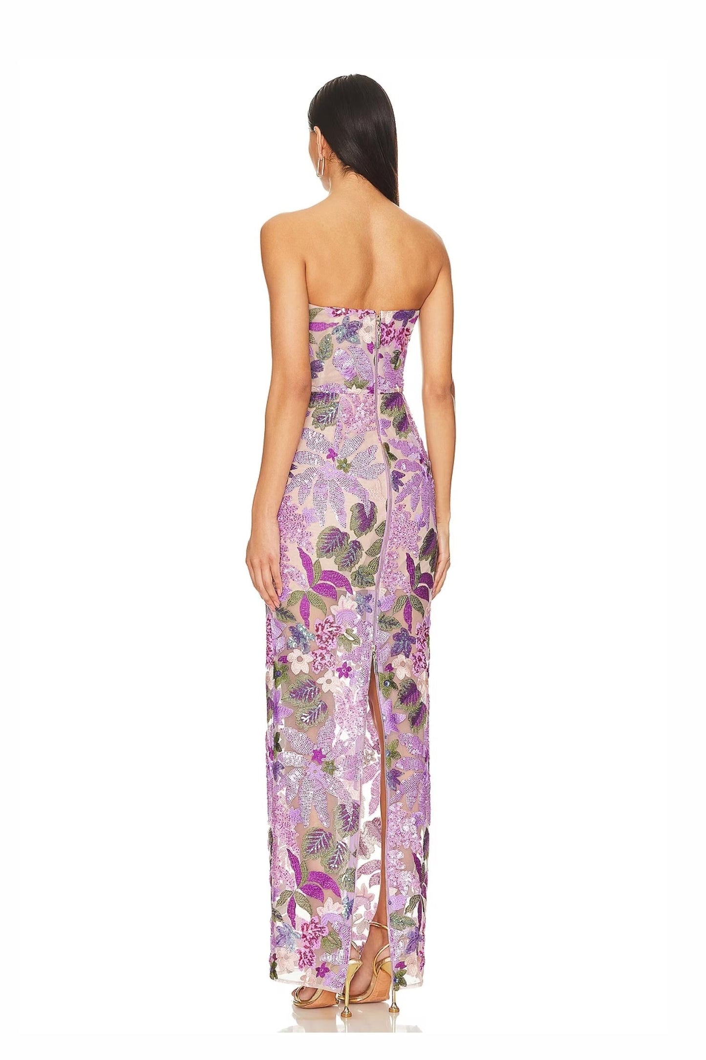 Wionna | Vestido Largo con Hombros Descubiertos y Bordado de Lentejuelas